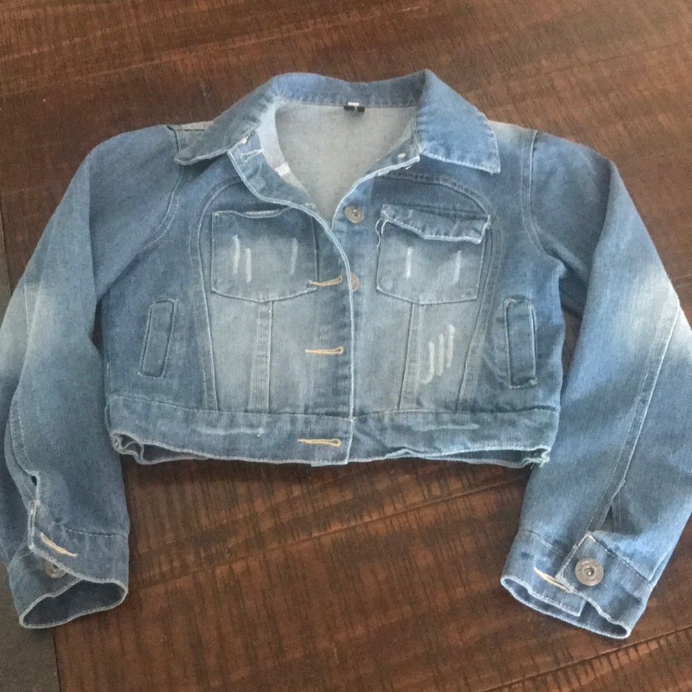 NEW Denim Cropped Blue Jacket (XS/S)